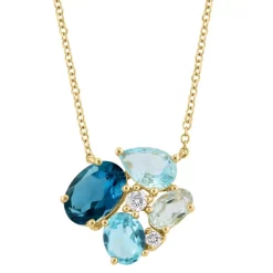 Deals 🎁 EFFY Collection EFFY® Multi-Gemstone (1-3/4 Ct.t.w.) & Diamond (1/20 Ct. T.w.) Cluster Pendant Necklace In 14k Gold Multi Color 🌟