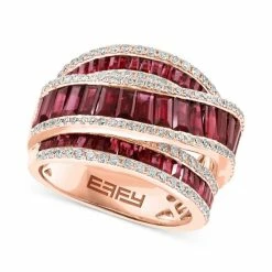 Cheap ✔️ EFFY Collection EFFY® Ruby (3-3/4 Ct. T.w.) & Diamond (3/4 Ct. T.w.) Crossover Statement Ring In 14k Rose Gold 👏
