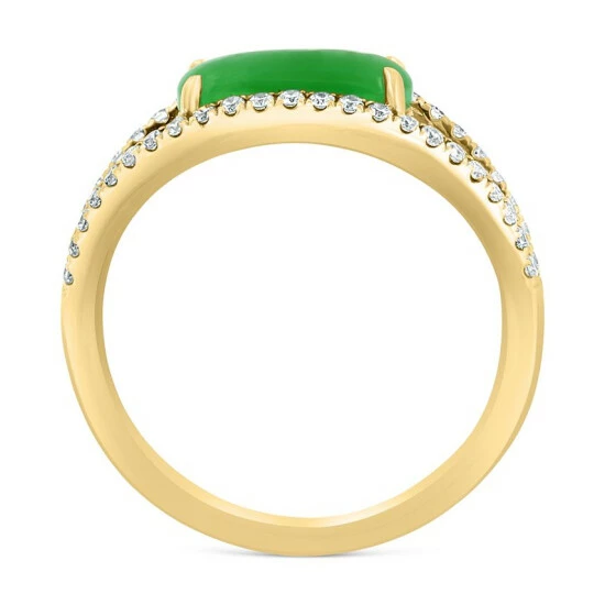 Buy 🛒 EFFY Collection EFFY® Jade & Diamond (1/4 Ct. T.w.) Openwork Ring In 14k Gold 14k Yellow Gold 🎁 - Image 4