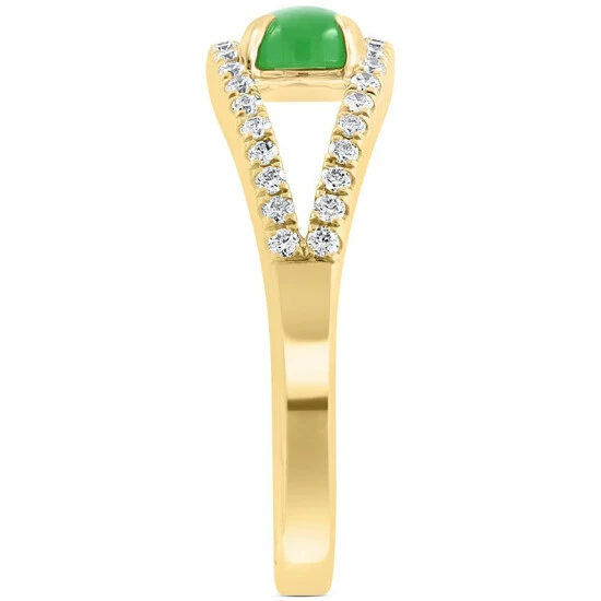 Buy 🛒 EFFY Collection EFFY® Jade & Diamond (1/4 Ct. T.w.) Openwork Ring In 14k Gold 14k Yellow Gold 🎁 - Image 5