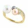 Coupon 🛒 EFFY Collection EFFY® Multicolor Cultured Freshwater Pearl (4-8mm) & Diamond (1/4 Ct. T.w.) Cuff Ring In 14k Gold 14k Yellow Gold 😍