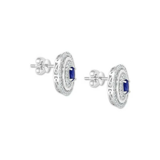 Budget 🔔 EFFY Collection EFFY® Sapphire (5/8 Ct. T.w.) & Diamond (1/3 Ct. T.w.) Stud Earrings In 14k White Gold ⭐ - Image 3