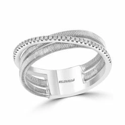 Deals 👏 EFFY Collection EFFY® Diamond Crossover Statement Ring (1/10 Ct. T.w.) In Sterling Silver 🛒