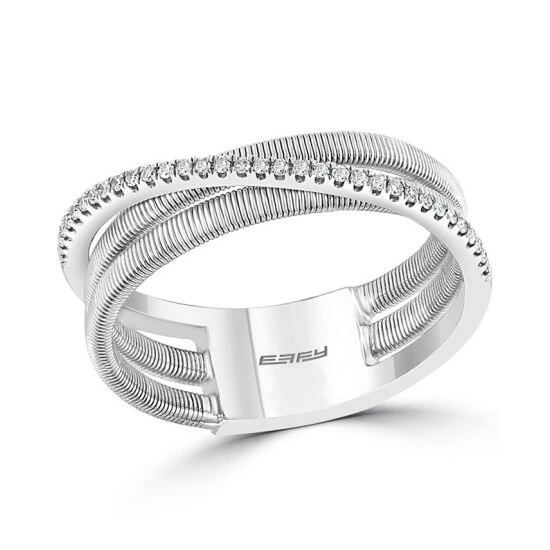 Deals 👏 EFFY Collection EFFY® Diamond Crossover Statement Ring (1/10 Ct. T.w.) In Sterling Silver 🛒