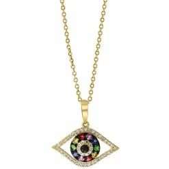 Top 10 ✔️ EFFY Collection EFFY® Multi-Sapphire (1/4 Ct. T.w.) & Diamond (1/8 Ct. T.w.) Evil Eye 16 Pendant Necklace In 14k Gold 🛒