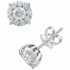 Discount ❤️ EFFY Collection EFFY® Diamond Halo Stud Earrings (1 Ct. T.w.) In 14k White Gold ⌛