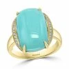 Discount 😉 EFFY Collection EFFY® Turquoise (14 X 10mm) & Diamond (1/20 Ct. T.w.) Statement Ring In 14k Gold Yellow Gold 🔥