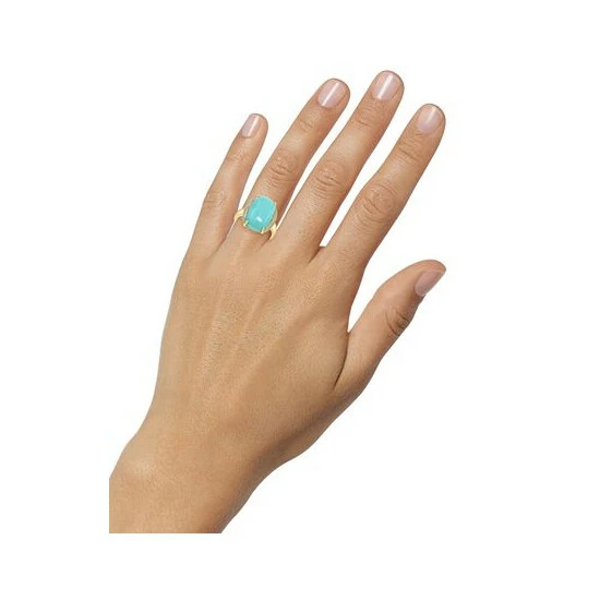 Discount 😉 EFFY Collection EFFY® Turquoise (14 X 10mm) & Diamond (1/20 Ct. T.w.) Statement Ring In 14k Gold Yellow Gold 🔥 - Image 2