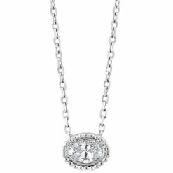 Buy 🎉 EFFY Collection EFFY® Diamond Oval 18 Pendant Necklace (1/3 Ct. T.w.) In 14k White Gold 😍
