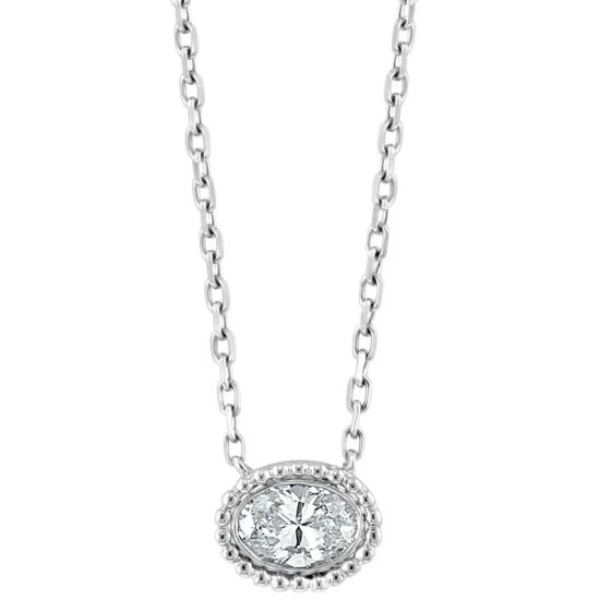 Buy 🎉 EFFY Collection EFFY® Diamond Oval 18 Pendant Necklace (1/3 Ct. T.w.) In 14k White Gold 😍