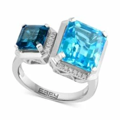 Discount ⭐ EFFY Collection EFFY® Multi-Topaz (9-3/8 Ct. T.w.) & Diamond (1/10 Ct. T.w.) Two Stone Ring In 14k White Gold Multi Topaz ❤️