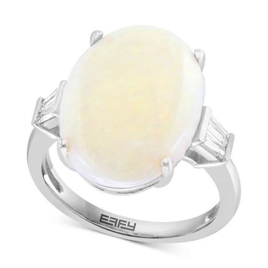 Coupon 😍 EFFY Collection EFFY® Opal (7 Ct. T.w.) And Diamond (1/4 Ct. T.w.) Ring In 14k White Gold 🥰