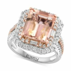 Promo 😍 EFFY Collection EFFY® Limited Edition Morganite (4-7/8 Ct. T.w.) & Diamond (1 Ct. T.w.) Ring In 14k White & Rose Gold ⌛
