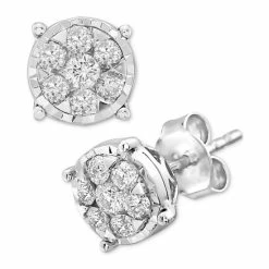 Best deal 👏 EFFY Collection EFFY® Diamond Cluster Stud Earrings (1/2 Ct. T.w.) In 14k White Gold 😀