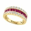 Flash Sale 🔔 EFFY Collection EFFY® Ruby (1-1/2 Ct. T.w.) & Diamond (3/4 Ct. T.w.) Three Row Ring In 14k Gold 🧨