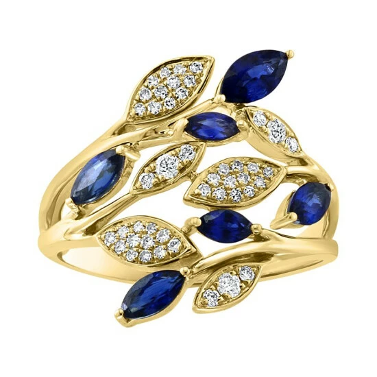 Buy 😀 EFFY Collection EFFY® Sapphire (1-1/6 Ct. T.w.) & Diamond (1/4 Ct. T.w.) Vine Ring In 14k Gold 🔥 - Image 5