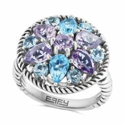 Best Sale 🎁 EFFY Collection EFFY® Multi-Gemstone Flower Cluster Statement Ring (4-7/8 Ct. T.w.) In Sterling Silver Multi Gemstones 🧨