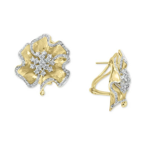 Coupon 🌟 EFFY Collection EFFY® Diamond Flower Stud Earrings (1-5/8 Ct. T.w.) In 14k Gold Yellow Gold 🔔