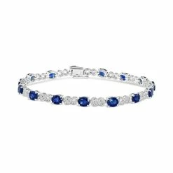 Discount 🤩 EFFY Collection EFFY® Sapphire (6-3/8 Ct. T.w.) & Diamond (3/8 Ct. T.w.) Infinity Link Bracelet In 14k White Gold 👍