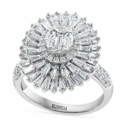Outlet 👏 EFFY Collection EFFY® Diamond Multi-Cut Sunburst Cluster Ring (1-7/8 Ct. T.w.) In 14k White Gold ✔️