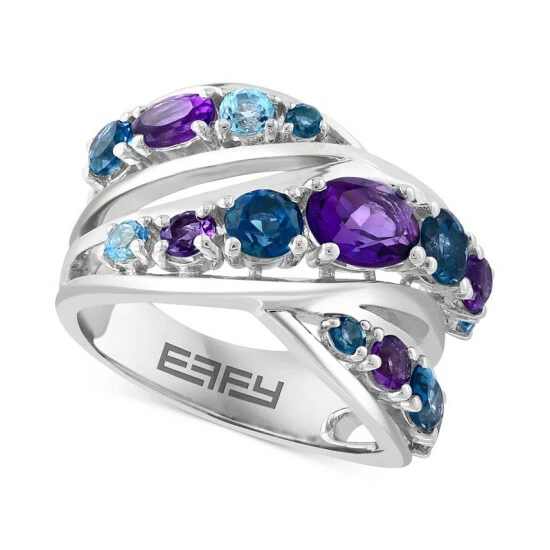 Buy 🧨 EFFY Collection EFFY® Multi-Gemstone Crossover Ring (2-7/8 Ct. T.w.) In Sterling Silver Multi Gemstone 🔔