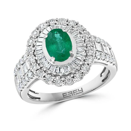 Cheapest 💯 EFFY Collection EFFY® Emerald (3/4 Ct. T.w.) & Diamond (3/8 Ct. T.w.) Statement Ring In 14k White Gold 🧨