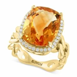 Cheapest ✔️ EFFY Collection EFFY® Citrine (12-1/3 Ct. T.w.) & Diamond (1/4 Ct. T.w.) Ring In 14k Yellow Gold 🎁