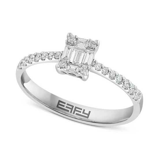 Budget ✔️ EFFY Collection EFFY® Diamond Cluster Ring (1/3 Ct. T.w.) In 18k White Gold ❤️