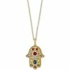 Wholesale 🔔 EFFY Collection EFFY® Multi-Gemstone (5/8 Ct. T.w.) & Diamond Accent Hamsa Hand 18 Pendant Necklace In 14k Gold Yellow Gold 👍