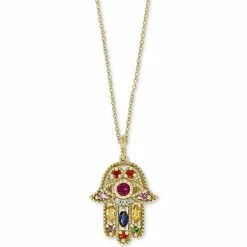 Wholesale 🔔 EFFY Collection EFFY® Multi-Gemstone (5/8 Ct. T.w.) & Diamond Accent Hamsa Hand 18 Pendant Necklace In 14k Gold Yellow Gold 👍