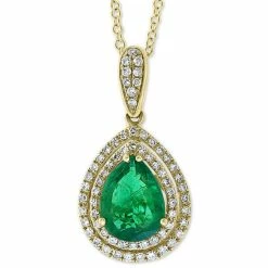 Best reviews of ❤️ EFFY Collection EFFY® Emerald (1-1/3 Ct. T.w.) & Diamond (1/4 Ct. T.w.) 18 Pendant Necklace In 14k Gold 🔥