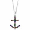 Cheapest 🥰 EFFY Collection EFFY® Multi-Gemstone (1/5 Ct. T.w.) Anchor 18 Pendant Necklace In Sterling Silver ✔️