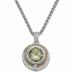 New 🥰 EFFY Collection EFFY® Green Quartz (3-3/8 Ct. T.w.) & Diamond (1/20 Ct. T.w.) 16 Pendant Necklace In Sterling Silver & 14k Gold ❤️