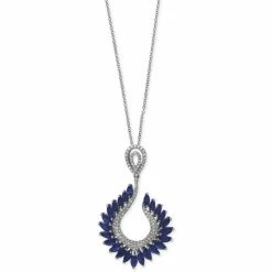 Promo ✨ EFFY Collection Royalé Bleu By EFFY® Sapphire (4-3/8 Ct. T.w.) And Diamond (1/2 Ct. T.w.) Pendant Necklace In 14k White Gold Blue 🤩
