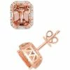 Discount ❤️ EFFY Collection EFFY® Morganite (2-1/2 Ct. T.w.) & Diamond (1/5 Ct. T.w.) Halo Stud Earrings In 14k Rose Gold ⭐