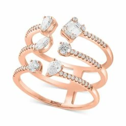 Cheap ⌛ EFFY Collection EFFY® Diamond Multi-Cut Triple Row Cuff Ring (3 Ct. T.w.) In 14k Rose Gold 🎁