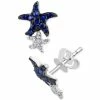 Budget 😀 EFFY Collection EFFY® Sapphire (3/8 Ct. T.w.) & Diamond (1/10 Ct. T.w.) Starfish Stud Earrings In 14k White Gold Sapphire Earring ⭐