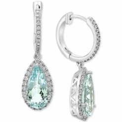 Best deal 🎉 EFFY Collection EFFY® Aquamarine (4-1/4 Ct.t.w.) & Diamond (1/2 Ct. T.w.) Drop Earrings In 14k White Gold 🤩