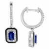 Hot Sale 🌟 EFFY Collection EFFY® Sapphire (3/4 Ct. T.w.) & Diamond (1/4 Ct. T.w.) Dangle Hoop Earrings In 14k White Gold 🎁