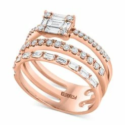 Top 10 🎁 EFFY Collection EFFY® Diamond Baguette & Round Three Row Statement Ring (3/4 Ct. T.w.) In 14k Rose Gold 😉