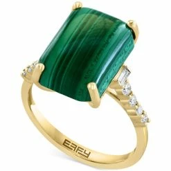 Discount 💯 EFFY Collection EFFY® Malachite & Diamond (1/5 Ct. T.w.) Statement Ring In 14k Gold 14k Yellow Gold 🔥