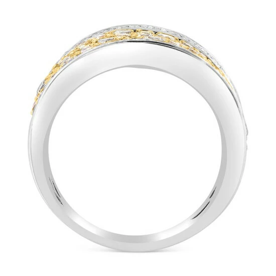 Cheapest ⌛ EFFY Collection EFFY® White Diamond (3/8 Ct. T.w.) & Multicolor Diamond (1-1/2 Ct. T.w.) Statement Ring In 14k Two-Tone Gold Two Tone 👍 - Image 5