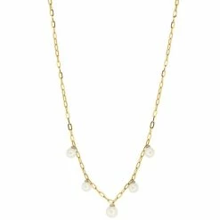 Top 10 🛒 EFFY Collection EFFY® Cultured Freshwater Pearl (7 - 8-1/2mm) & Diamond (1/10 Ct. T.w.) Dangle 17-1/2 Statement Necklace In 14k Gold 14k Yellow Gold ❤️