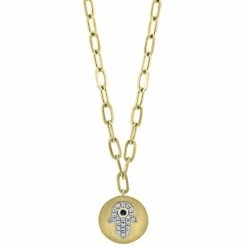 Brand new 🎉 EFFY Collection EFFY® Sapphire Accent And Diamond (1/8 Ct. T.w.) Hamsa Hand 18 Pendant Necklace In 14k Gold 🤩