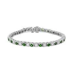 Coupon 🎁 EFFY Collection EFFY® Emerald (2-5/8 Ct. T.w.) & Diamond (2-1/6 Ct. T.w.) Tennis Bracelet In 14k White Gold 🧨
