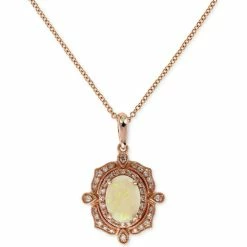 Best Pirce ❤️ EFFY Collection Diamond (1/6 C.t. T.w.) And Opal (5/8 C.t. T.w.) Pendant In 14K Rose Gold 🧨