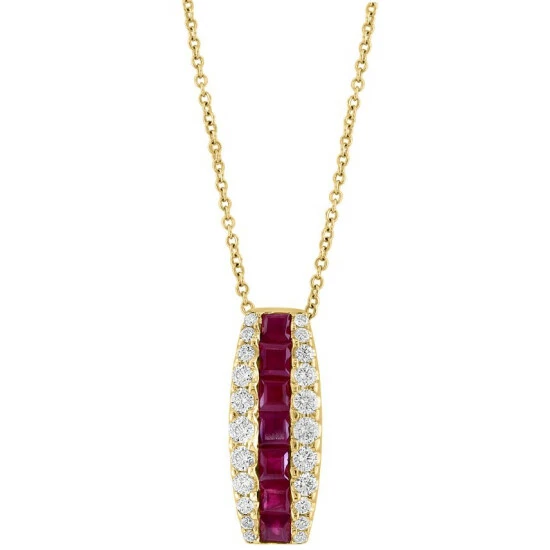 Discount 😀 EFFY Collection EFFY® Ruby (1-1/5 Ct. T.w.) & Diamond (1/2 Ct. T.w.) Vertical 18 Pendant Necklace In 14k Gold 😀