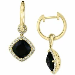 Coupon 👏 EFFY Collection EFFY® Diamond (1/3 Ct. T.w.) & Onyx (10mm) Drop Earrings In 14k Gold Yellow Gold ⭐