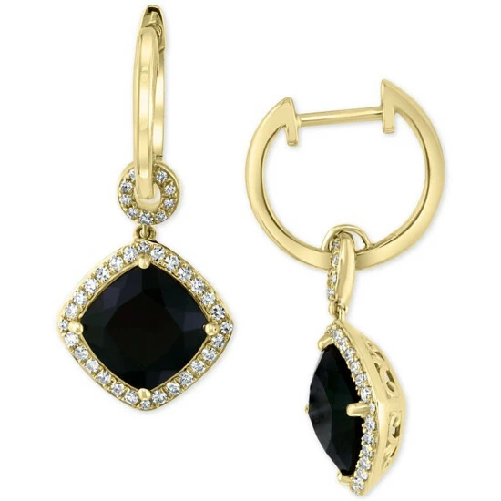 Coupon 👏 EFFY Collection EFFY® Diamond (1/3 Ct. T.w.) & Onyx (10mm) Drop Earrings In 14k Gold Yellow Gold ⭐