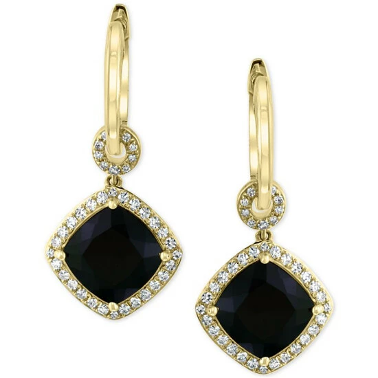 Coupon 👏 EFFY Collection EFFY® Diamond (1/3 Ct. T.w.) & Onyx (10mm) Drop Earrings In 14k Gold Yellow Gold ⭐ - Image 2